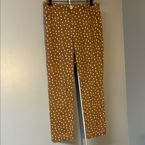 Anthropologie Brown Polka Dot Straight Leg Pants